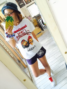 「reversal（リバーサル）のアイテム（帽子）」を使った、maricoさん（レディース・175cm）の夏コーディネート