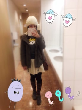 「タイツ×靴下」｜「アイテム（その他アウター）」を使った、asami*さん（レディース・161cm）の冬コーディネート
