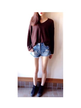 「ショーパン×スニーカー」｜chieさん（レディース・166cm）の秋コーディネート