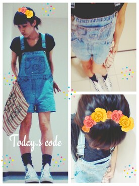 「zucca」｜「アイテム（サロペット/オーバーオール）」を使った、maiさん（レディース・165cm）の夏コーディネート
