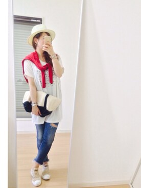 「red」｜「アイテム（ラッピングキット）」を使った、kaorin☆さん（レディース・156cm）の夏コーディネート