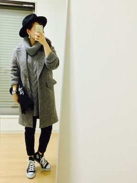 「Ungrid（アングリッド）の【Casual】ﾀｰﾄﾙｹｰﾌﾞﾙﾙｰｽﾞﾆｯﾄ（ニット/セーター）」を使った、kaorin☆さん（レディース・156cm）の冬コーディネート