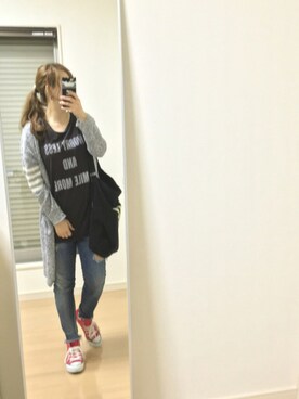 「Ungrid（アングリッド）のフレイドヘムストスリ（デニムパンツ）」を使った、kaorin☆さん（レディース・156cm）の春コーディネート