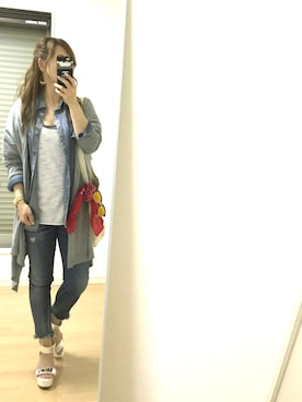 「Ungrid（アングリッド）のフレイドヘムストスリ（デニムパンツ）」を使った、kaorin☆さん（レディース・156cm）の夏コーディネート