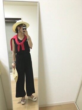 「7月WEAR夏のサンダル祭り」｜「アイテム（オールインワン・サロペット）」を使った、kaorin☆さん（レディース・156cm）の夏コーディネート