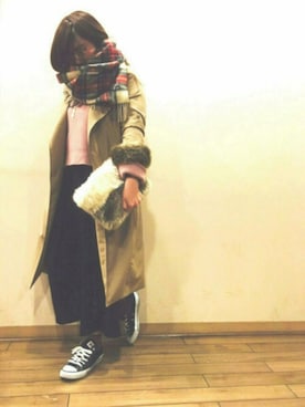 「SHEL’TTER（シェルター）のアイテム（アクセサリー）」を使った、haru。さん（レディース・164cm）の冬コーディネート