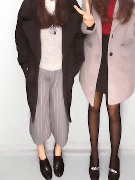 「アイテム（チェスターコート）」を使った、AYAMIさん（レディース・152cm・10代）の冬コーディネート