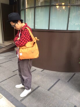 「no brand（ノーブランド）のアイテム（帽子）」を使った、Yuji　Kamitaniさん（メンズ・172cm）の秋コーディネート