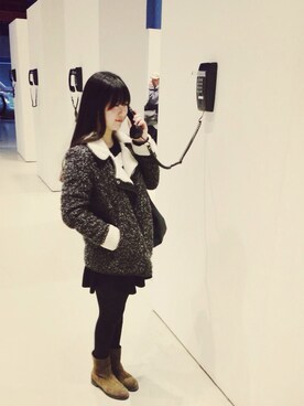 「アイテム（ピーコート）」を使った、RiLi💯さん（レディース・155cm・10代）の春コーディネート