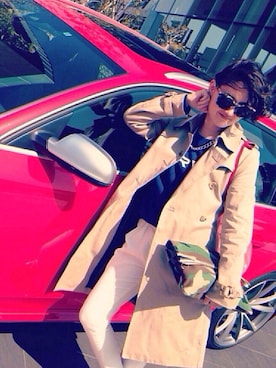 「ネイビー×ホワイト」｜「アイテム（トレンチコート）」を使った、yujaronさん（レディース・156cm）の春コーディネート