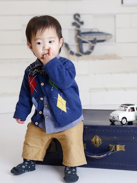 「Familiar （ファミリア）のアイテム（パンツ）」を使った、yuumamaさん（キッズ・60cm）の秋コーディネート