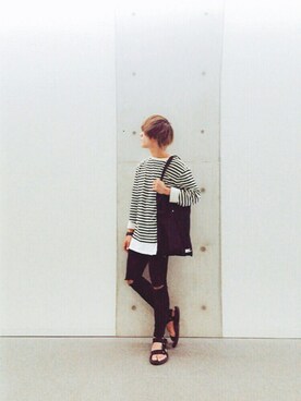 「UNIQLO（ユニクロ）のWOMEN ウルトラストレッチジーンズ（デニムパンツ）」を使った、しょーたろんさん（メンズ・167cm）の夏コーディネート