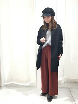 「JOURNAL STANDARD relume（ジャーナルスタンダード　レリューム）のアイテム（ノーカラージャケット）」を使った、JOURNAL STANDARD relume自由が丘店スタッフさん（レディース・164cm）の冬コーディネート