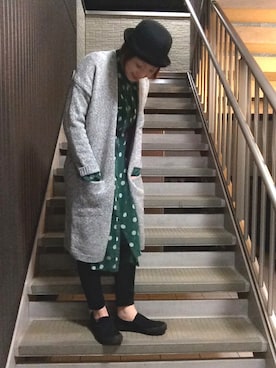「179/WG（イチナナキュウダブルジー）のアイテム（シャツワンピース）」を使った、Yayoiさん（レディース・163cm）の冬コーディネート