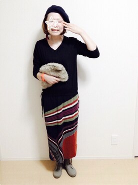 「zucca」｜「アイテム（ハンチング/ベレー帽）」を使った、Yayoiさん（レディース・163cm）の秋コーディネート