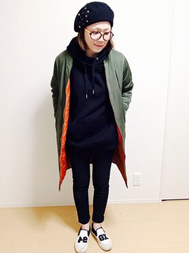 「select MOCA（セレクトモカ）のアイテム（ナイロンジャケット）」を使った、Yayoiさん（レディース・163cm）の秋コーディネート