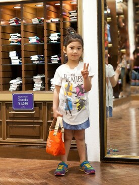 「NANO universe（ナノユニバース）のアイテム」を使った、KIDS MODEL 01さん（キッズ・105cm）の春コーディネート