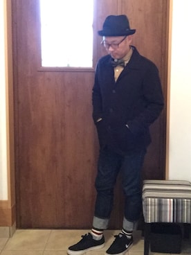 「アイテム（蝶ネクタイ）」を使った、55sakuさん（メンズ・170cm）の秋コーディネート