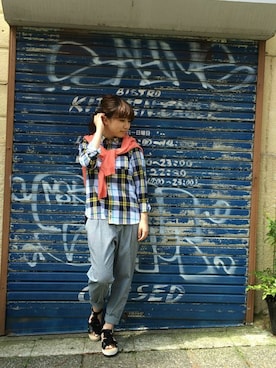 「SUPER HAKKA（スーパーハッカ）のアイテム」を使った、karinさん（レディース・154cm）の春コーディネート