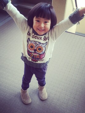 「子供服」｜Hiroko Nishimuraさん（キッズ・100cm）の冬コーディネート