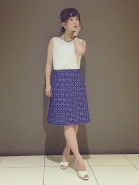 「ウエストゴム」｜「アイテム（ワンピース/ドレス）」を使った、natsuさん（レディース・153cm）の夏コーディネート