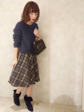 「Soareak（ソアリーク）のアイテム（スカート）」を使った、natsuさん（レディース・153cm）の冬コーディネート