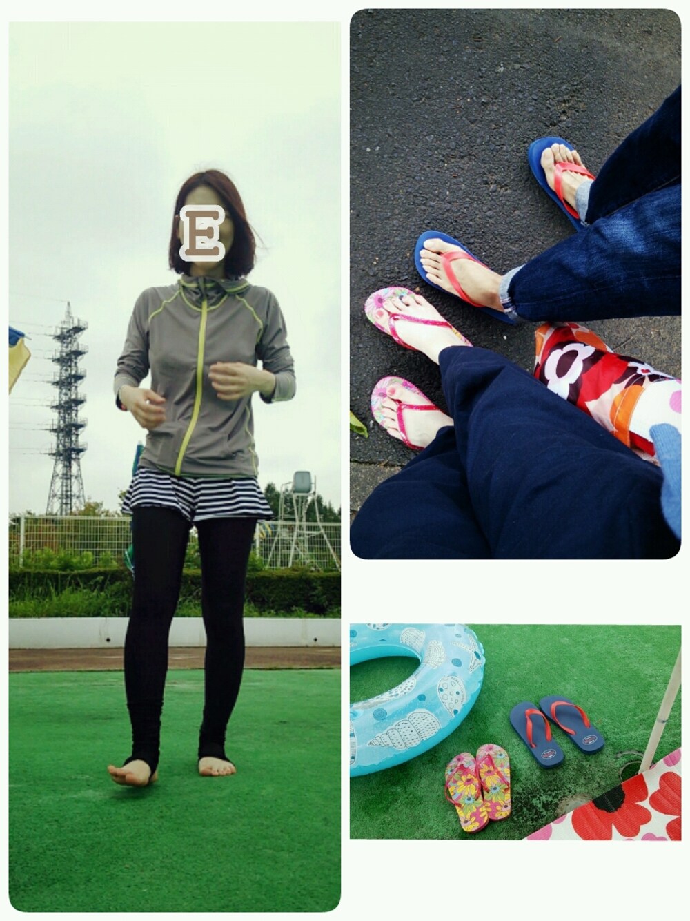 その他のシューズ、ブラック系の水着/着物・浴衣、ブラック系の水着/着物・浴衣を着用したレディースの秋コーディネートの1枚目の写真