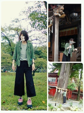 「shuca（シュカ）のアイテム（ジャケット/アウター）」を使った、ぷぉつさん（レディース・158cm）の秋コーディネート