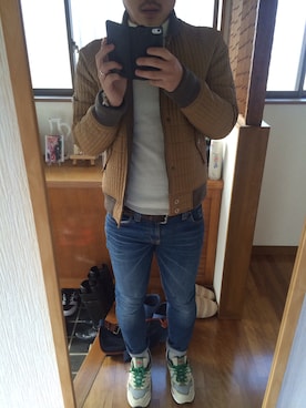 「アイテム（ボディバッグ/ウエストポーチ、ブルー系）」を使った、king11さん（メンズ・170cm）の冬コーディネート