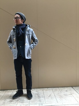 「ショート丈トップス」｜「アイテム（ダッフルコート）」を使った、DENIME THE STORE アーバンドッグららぽーと豊洲さん（メンズ・176cm）の冬コーディネート