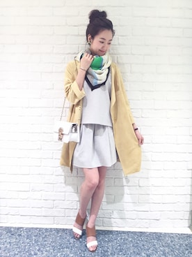 「イエローコーデ」｜「アイテム（その他アウター）」を使った、DouDou_serikaさん（レディース・166cm）の春コーディネート