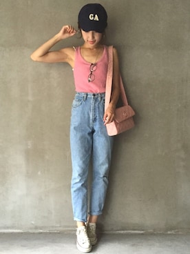 「Marc by Marc Jacobs（マークバイマークジェイコブス）のアイテム（タンクトップ）」を使った、miporinさん（レディース・161cm）の夏コーディネート