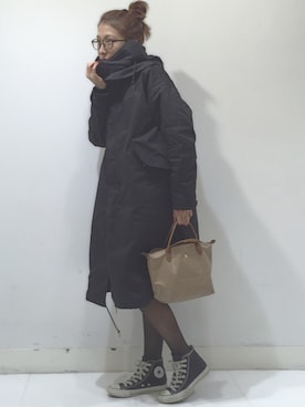 「A part by（アパートバイ）のアイテム（モッズコート）」を使った、miporinさん（レディース・161cm）の秋コーディネート