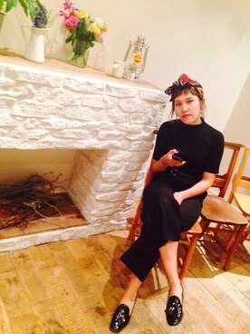 「不明のアイテム（その他パンツ、ブラック系）」を使った、ayami.cさん（レディース・165cm）の秋コーディネート