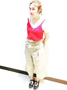 「アイテム（キャミソール、レッド系）」を使った、ayami.cさん（レディース・165cm）の夏コーディネート