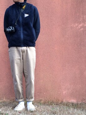 「and wander（アンドワンダー）のアイテム（その他アウター）」を使った、こーだいさん（メンズ・178cm）の冬コーディネート