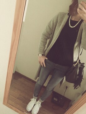 「黒ニット」｜namikiさん（レディース・166cm）の秋コーディネート