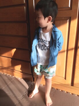 「TAKEO KIKUCHI（タケオキクチ）のアイテム」を使った、ひな次郎さん（キッズ・90cm）の夏コーディネート