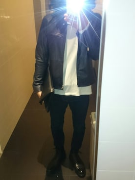 「BOYCOTT（ボイコット）のアイテム（バッグ）」を使った、野﨑さん（メンズ・171cm）の秋コーディネート