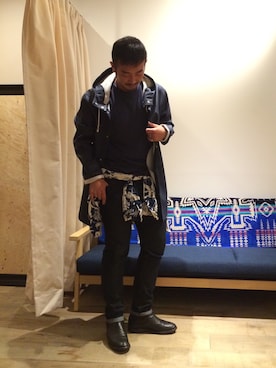 「Steven Alan（スティーブンアラン）のアイテム（ブーツ）」を使った、倉岡晋也さん（メンズ・174cm）の夏コーディネート