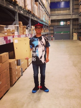 「NIKE（ナイキ）のposit（スニーカー、ブルー系）」を使った、moscotさん（メンズ・168cm）の夏コーディネート