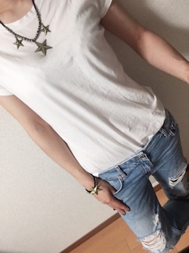 「UNIQLO Tシャツ」｜「アイテム（アクセサリー）」を使った、HiiROOOOさん（レディース・158cm）の春コーディネート