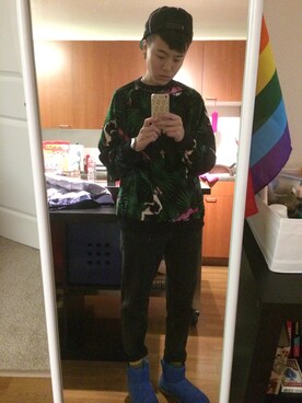 「UNIF（ユニフ）のアイテム（パンツ）」を使った、Terry Hsu さん（メンズ・160cm）の冬コーディネート