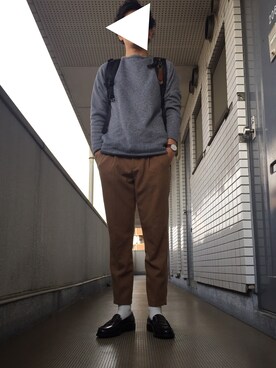 「白靴下」｜「アイテム（ローファー）」を使った、じーつーさん（メンズ・176cm）の秋コーディネート