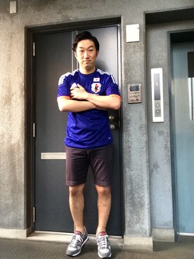 Tシャツ カットソーを使った サッカー日本代表ユニフォーム のメンズ人気ファッションコーディネート Wear