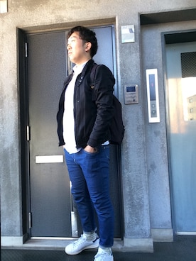 「ブルックスブラザーズ」｜「アイテム（ライダースジャケット）」を使った、kazutaka nagaiさん（メンズ・172cm）の秋コーディネート