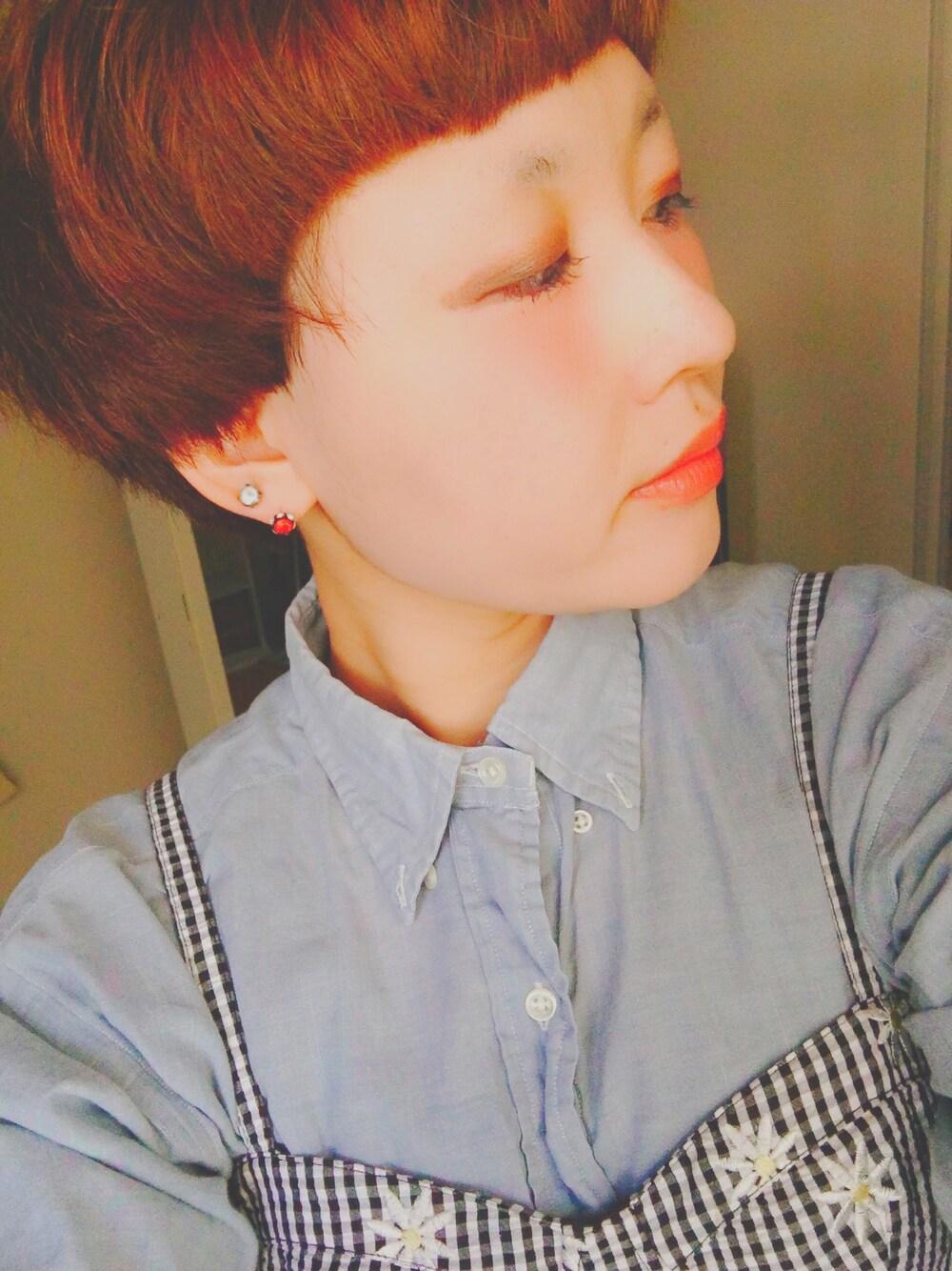「今日のコーデ、ootd、ママコーデ、ママファッション、ベリーショート、オン眉、used mix」｜「usedのアイテム（トップス、ホワイト系）」を使った、bubu   𓅫さん（レディース・160cm）の秋コーディネートの1枚目の写真