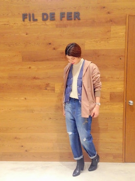 「ボーイフレンドデニム」｜「アイテム（ポンチョ）」を使った、miura.さん（レディース・170cm）の秋コーディネート