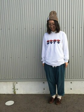 「静岡」｜「アイテム（ニットキャップ/ビーニー）」を使った、mayumiさん（レディース・161cm）の秋コーディネート