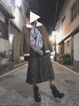 「WEGO（ウィゴー）のアイテム（ムートンコート）」を使った、ゆみこさん（レディース・157cm）の冬コーディネート